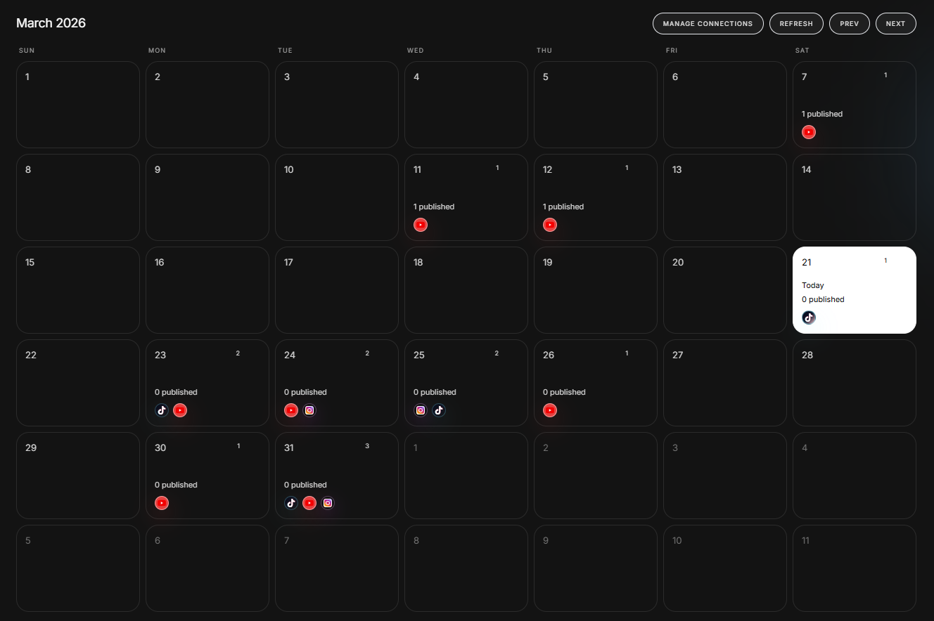 IMABIRD publishing calendar screenshot