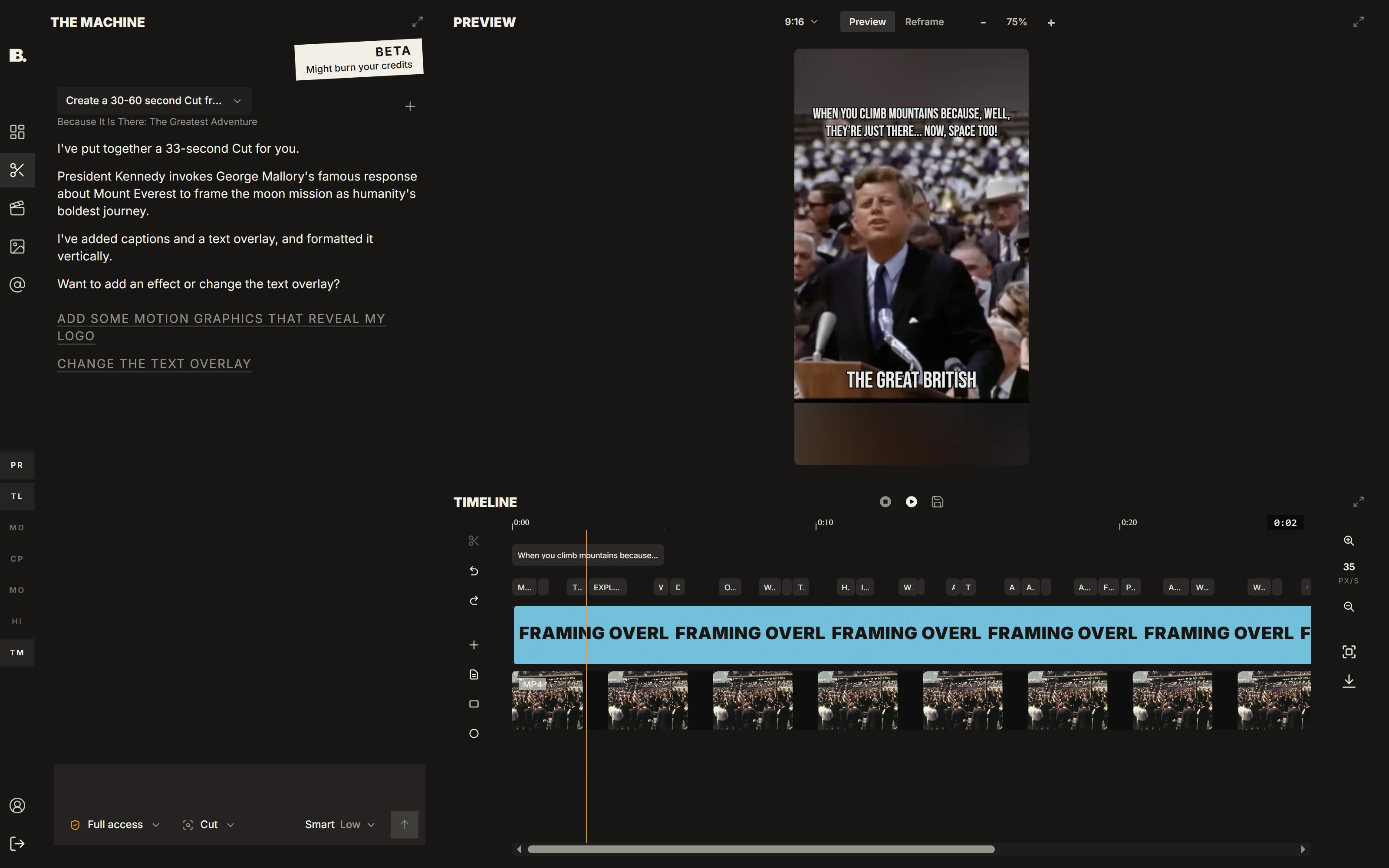 IMABIRD video timeline editor
